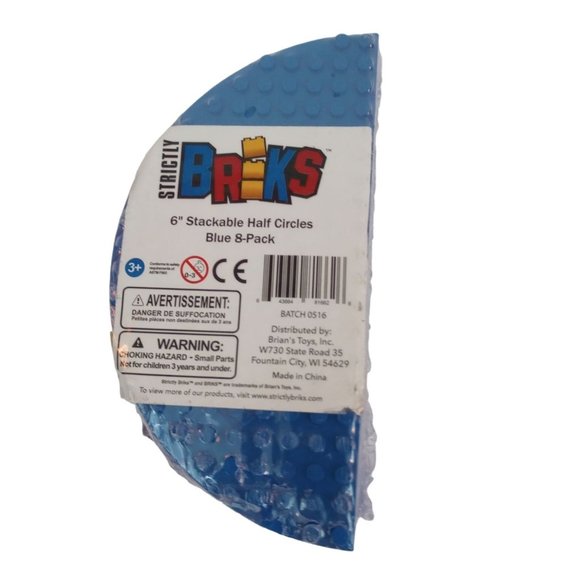 Strictly Briks 6" Half Circle Baseplate stackable Bundle 8 Pack Blue - Picture 1 of 2